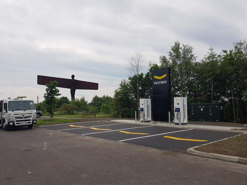 Fastned, Angel of the North, Gateshead - Electric Vehicle (EV) Charging Bay Markings