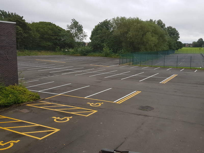 Car parking Bay markings [George Stephenson High School, Newcastle upon Tyne]