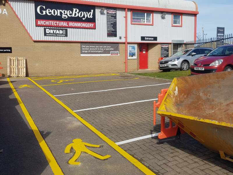 George Boyd, Sunderland - car parking bays and walkway markings