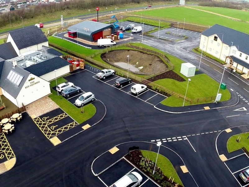 Marstons & Costa, Kilwinning - Aerial view of car park markings 2