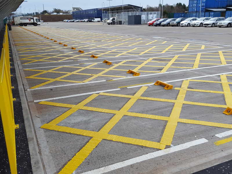 Cross hatched lines markings [Seafield Recycling, Edinburgh]