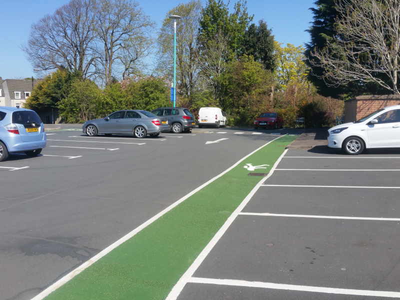 The Avenue Shopping Centre - green hot-applied anti-skid surfacing to walkway