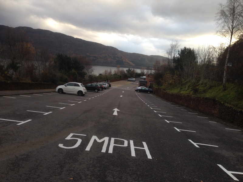 Urquhart Castle, Loch Ness - Car park line markings